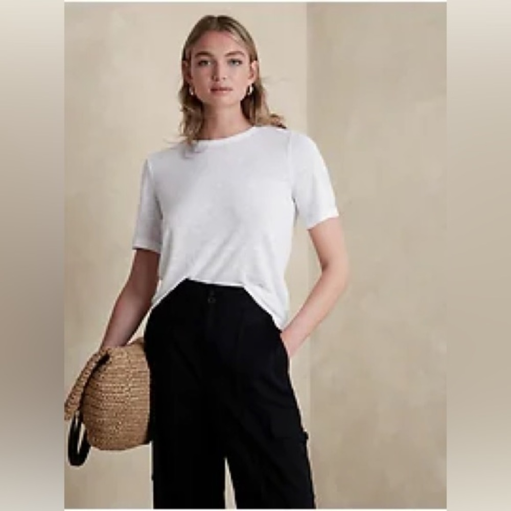 Linen Blend White Tee